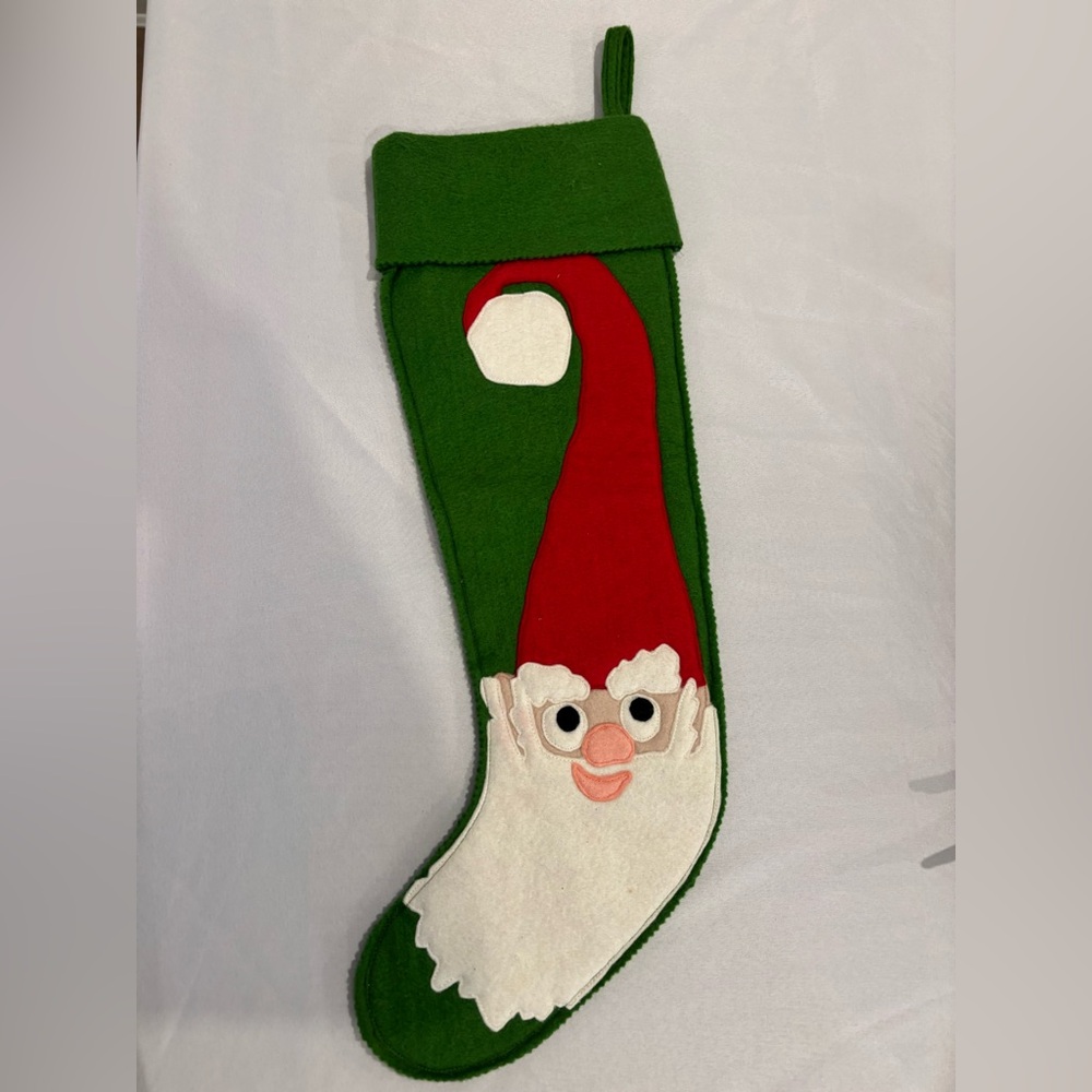Vintage Garnett Hill Green Santa Clause Stocking